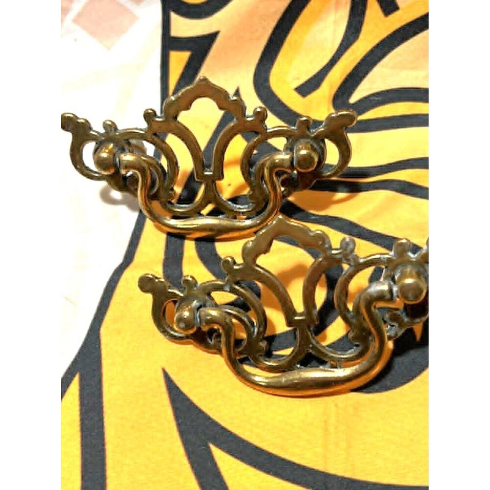 Vintage Brass Ornate Drawer Pulls – Set of 2 – Antique Hardware
